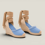 Toile Bleue Lace-Up Wedges