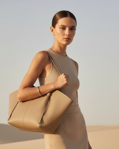 Vera Arc Tote in Sandstone (Genuine Leather)