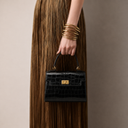 Croc-Embossed Top Handle Bag