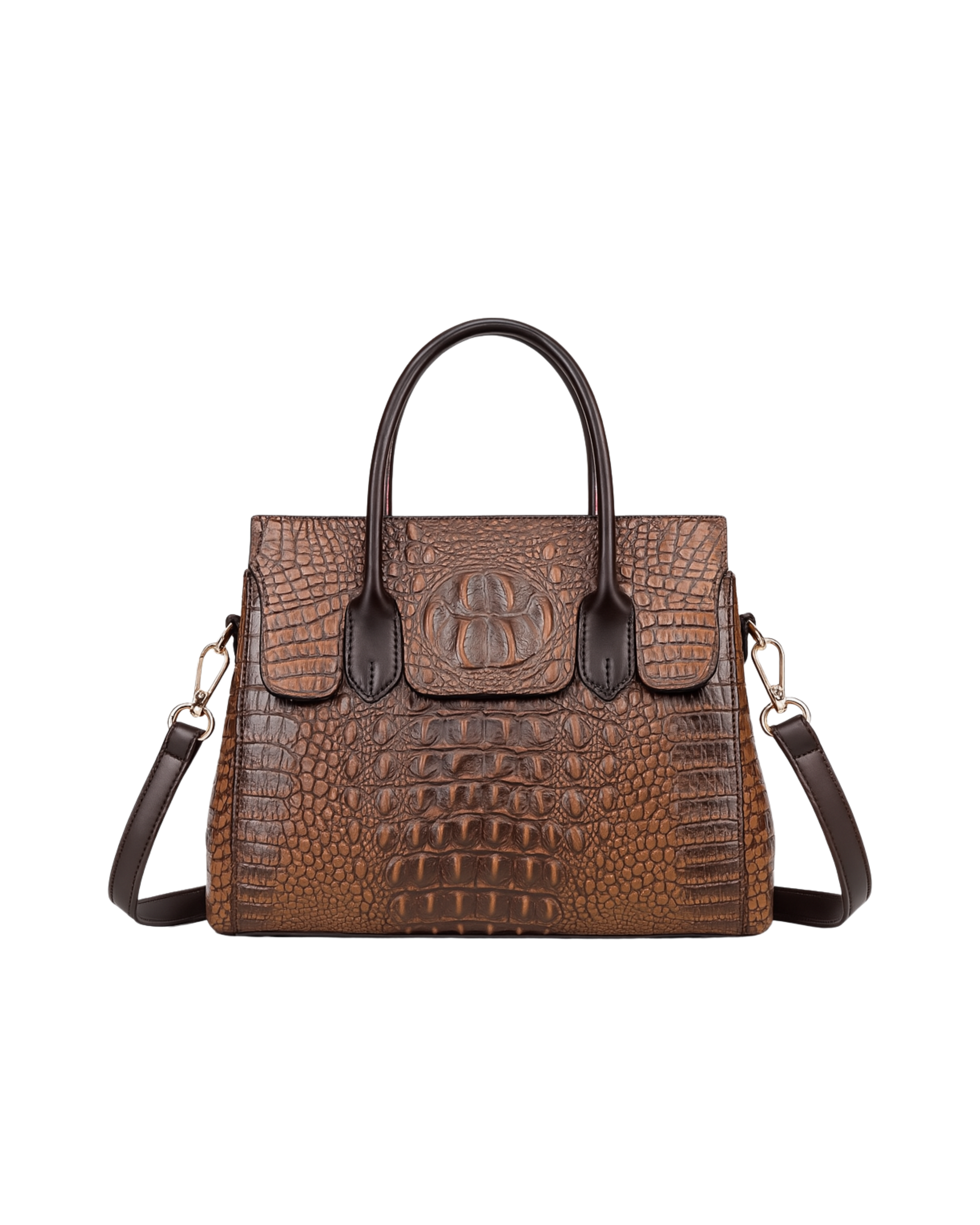 Valenza Structured Tote in Croc-Embossed Vegan Leather
