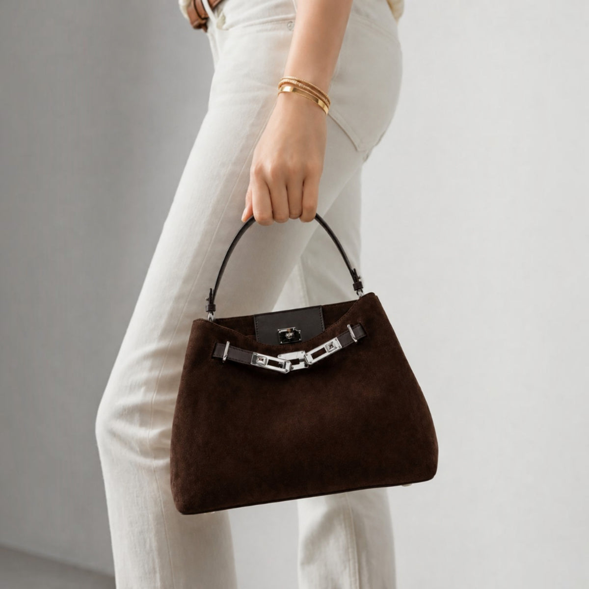 Versa-Carry Top Handle Bag in Suede
