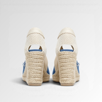 Toile Bleue Lace-Up Wedges