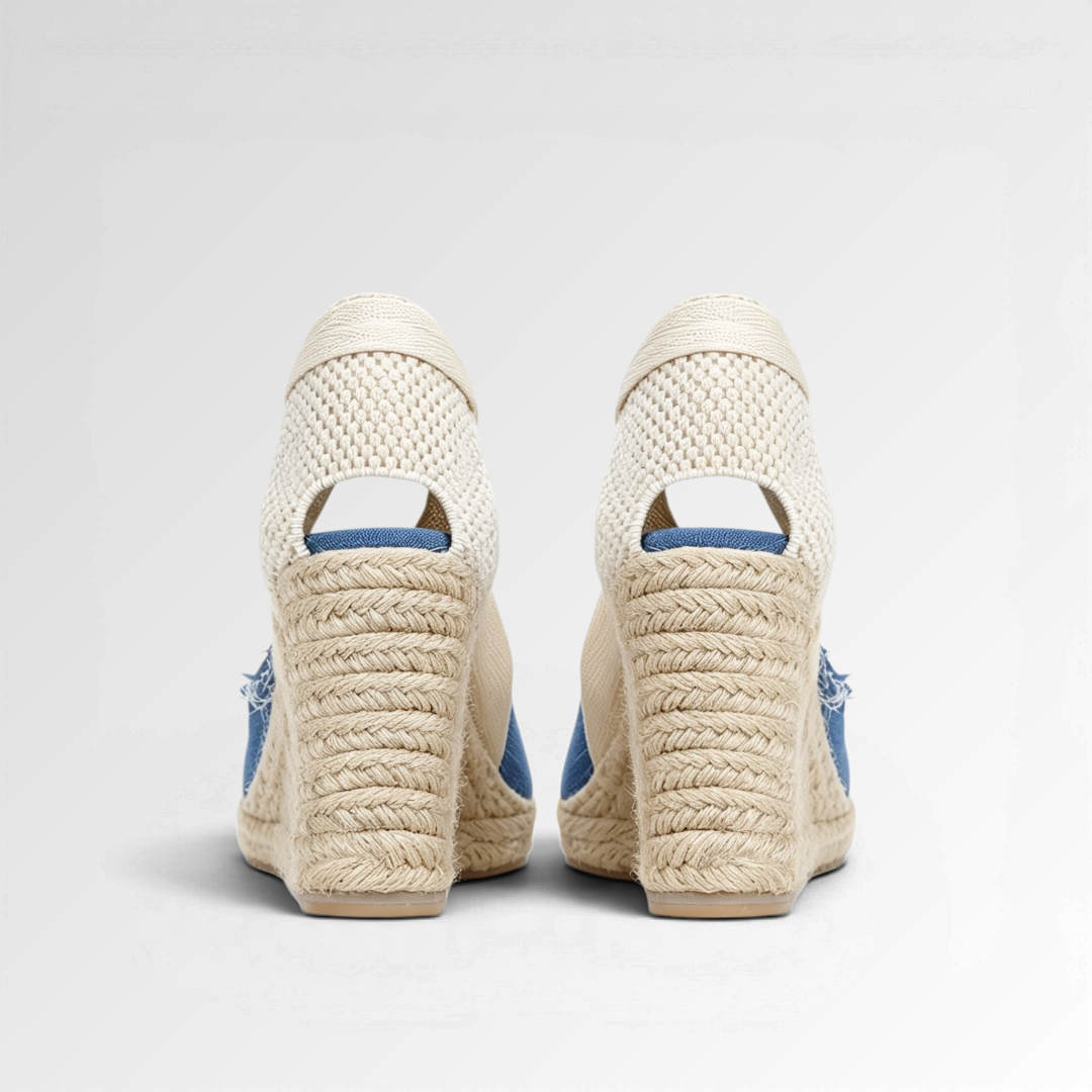 Toile Bleue Lace-Up Wedges