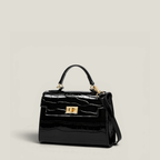 Croc-Embossed Top Handle Bag