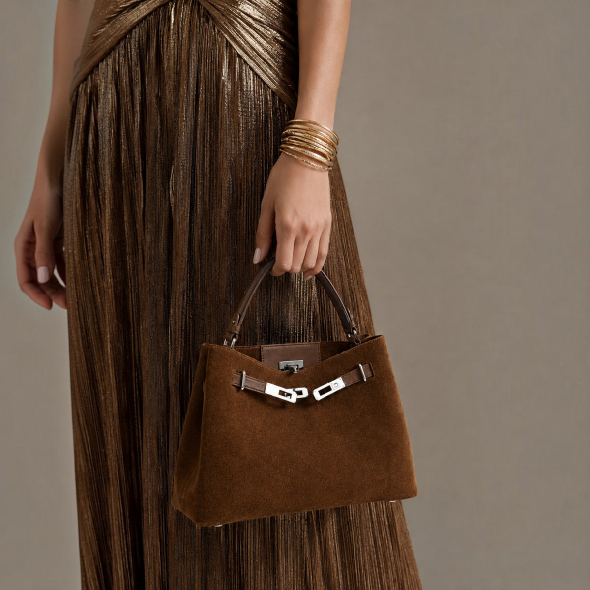 Versa-Carry Top Handle Bag in Suede