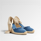 Toile Bleue Lace-Up Wedges