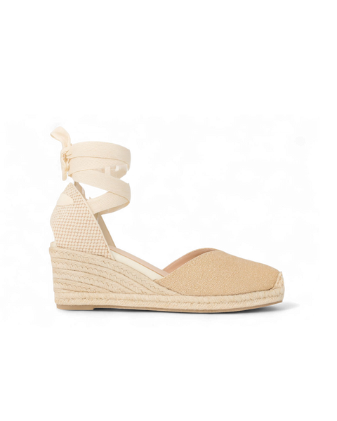 Isolde Lace-Up Wedge in Noir