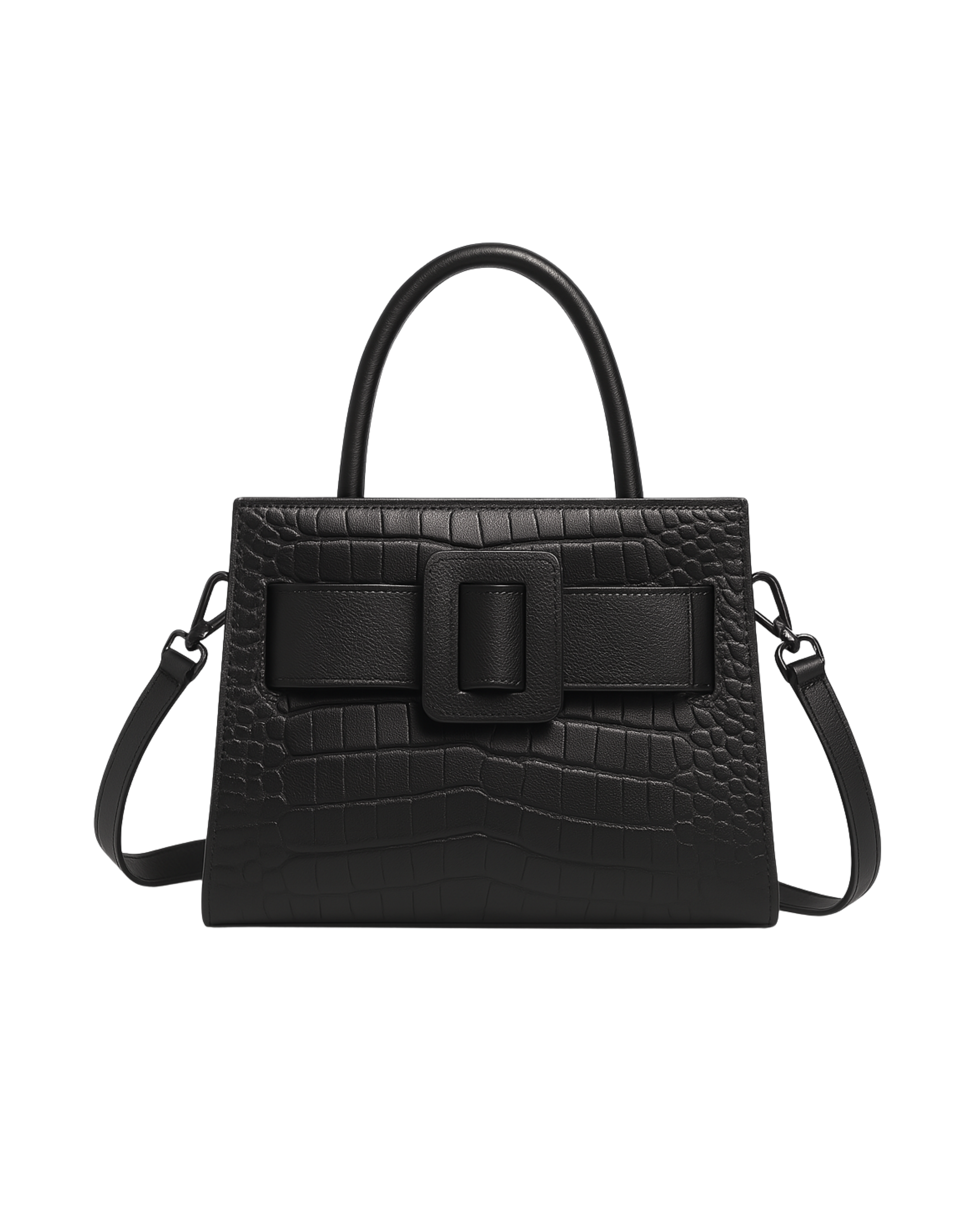 Amara Croc-Embossed Top Handle Bag (Vegan Leather)