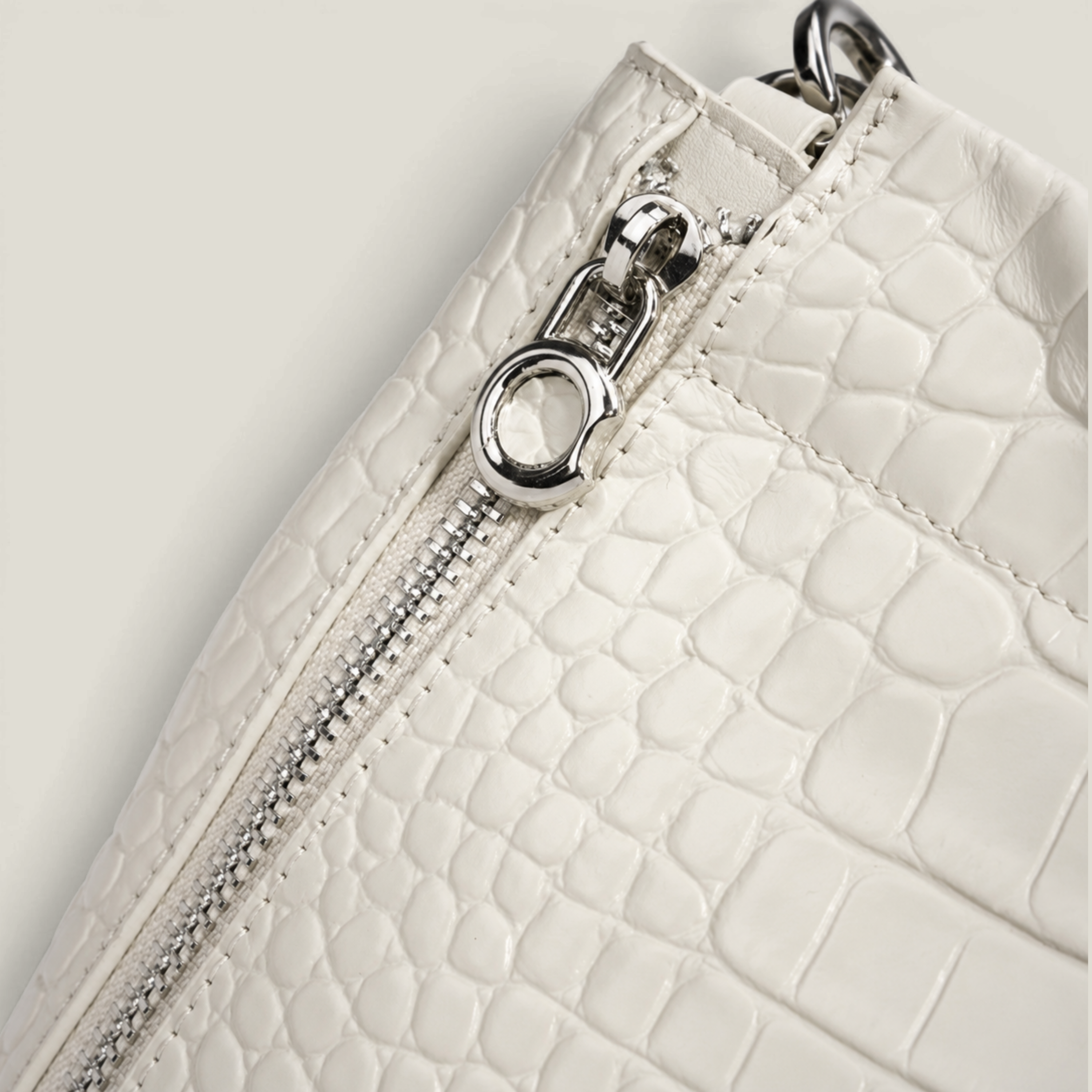 Croc-Embossed Commuter Handbag