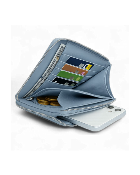 Palermo Leather Phonebag - Mist Blue