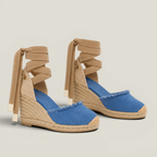 Toile Bleue Lace-Up Wedges