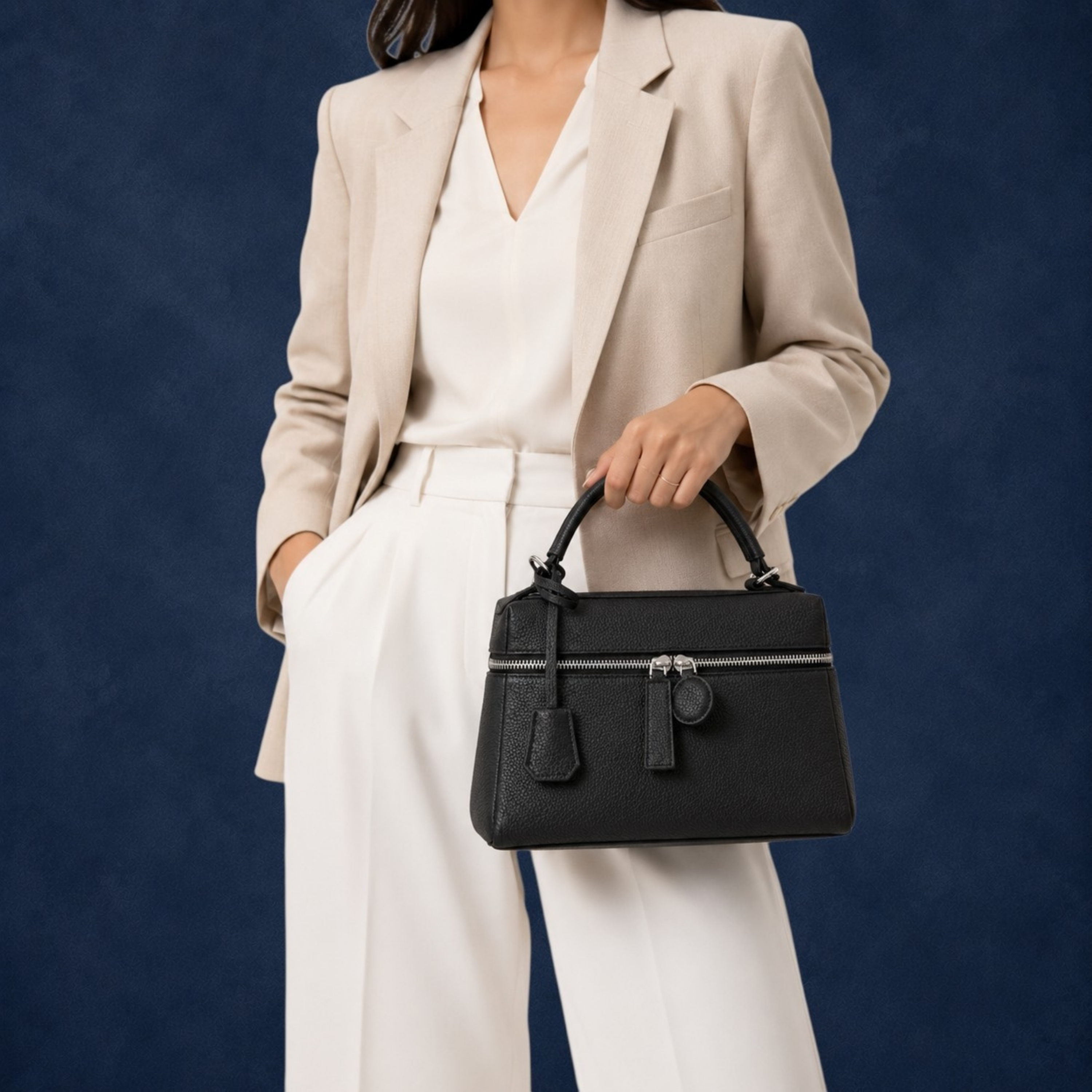Le Zip-Top Pebbled Bag