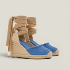 Toile Bleue Lace-Up Wedges