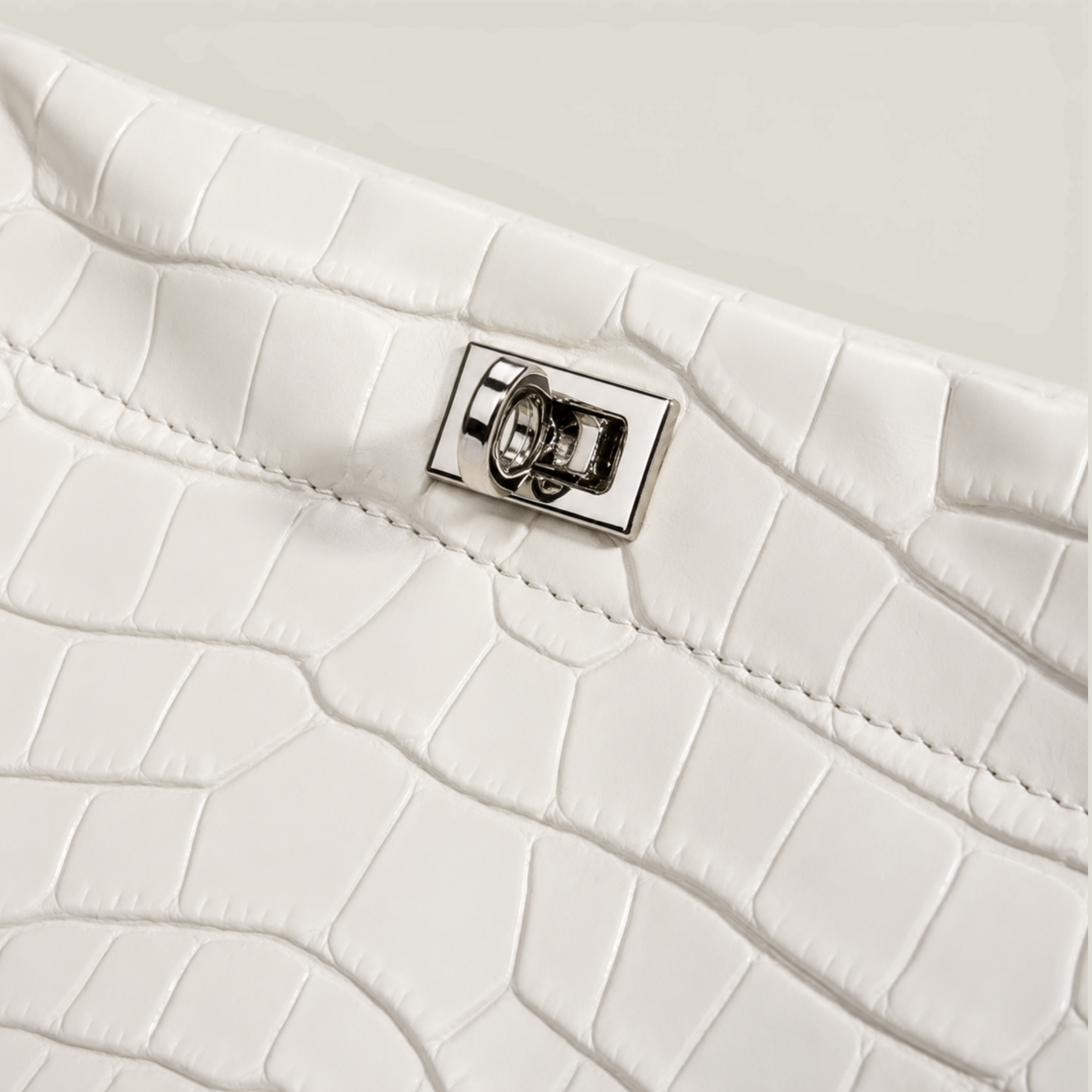 Croc-Embossed Commuter Handbag