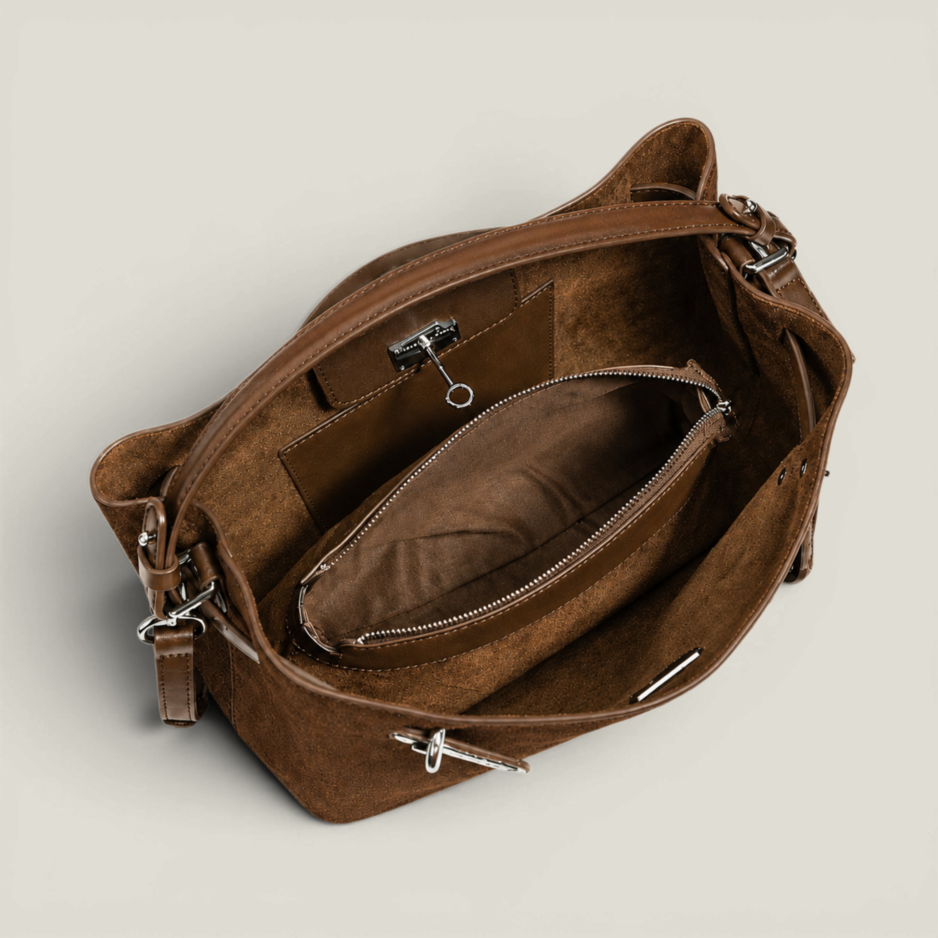 Versa-Carry Top Handle Bag in Suede