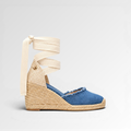 Toile Bleue Lace-Up Wedges