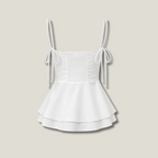Ruched Peplum Top back view - smocked back and layered peplum